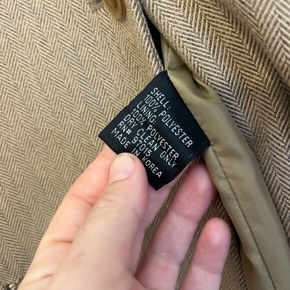 Larry Levine Classics Women Beige Beige Tan Trench Coat Button Polyester Long - Picture 7 of 7